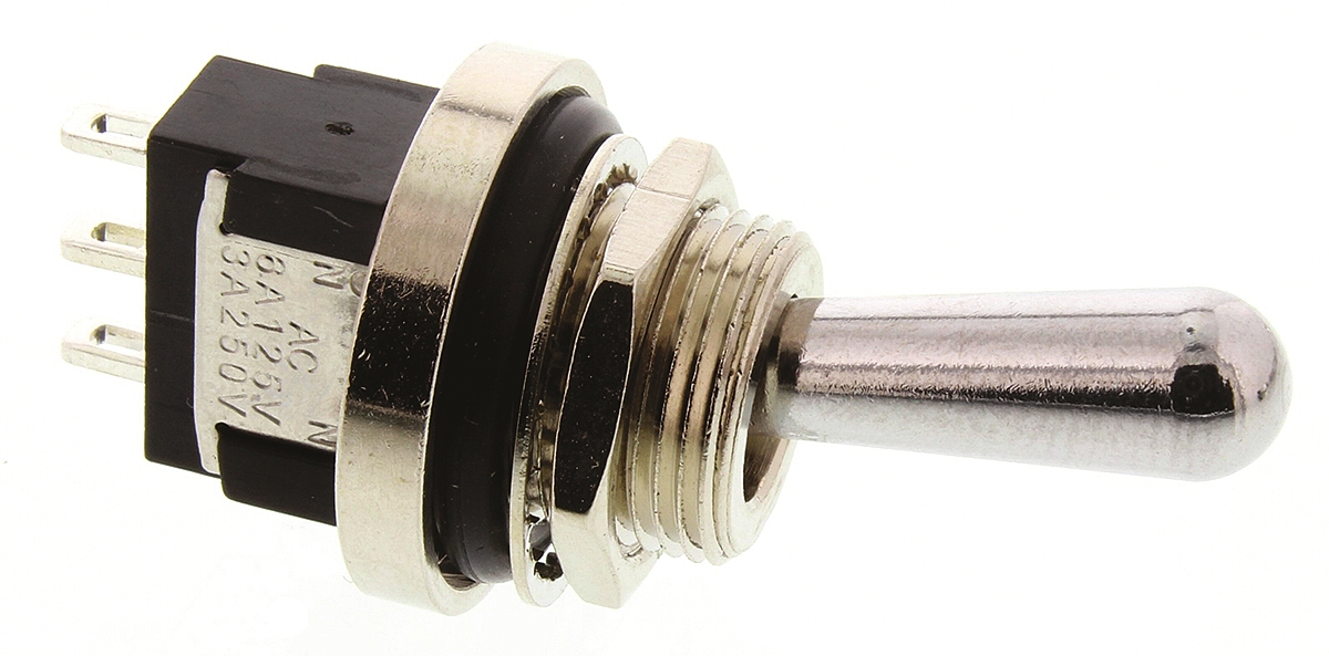 KNITTER-SWITCH Toggle Switch, Panel Mount, On-On, SPDT, Solder Terminal, 30 V dc, 250 V ac