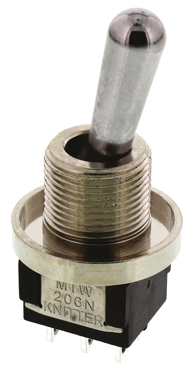 KNITTER-SWITCH Toggle Switch, Panel Mount, On-On, DPDT, Solder Terminal, 30 V dc, 250 V ac