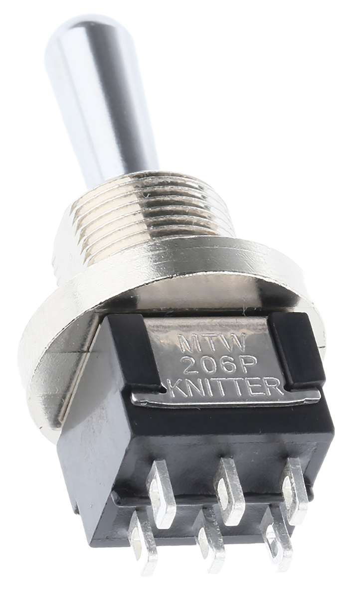 KNITTER-SWITCH Toggle Switch, Panel Mount, On-Off-On, DPDT, Solder Terminal, 30 V dc, 250 V ac