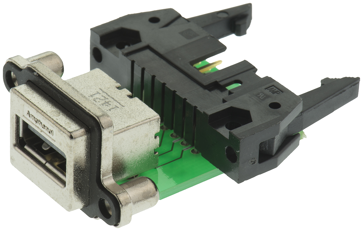 Amphenol Communications Solutions Right Angle, Through Hole Female- 1 Port Type USB Type A IP67 USB Connector USB 2.0