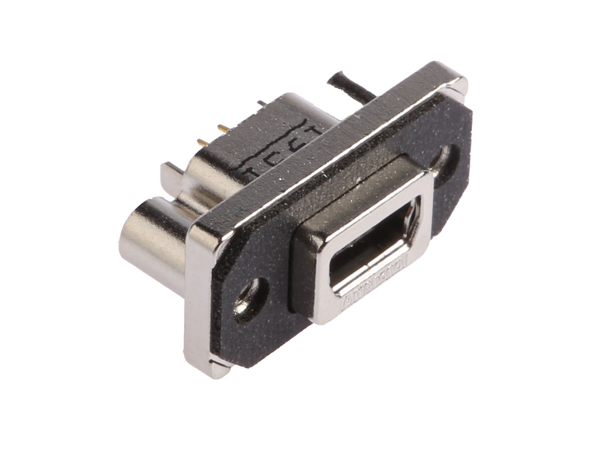 Amphenol Communications Solutions Straight, Through Hole Female- 1 Port Type USB Type B IP67 USB Connector USB 2.0