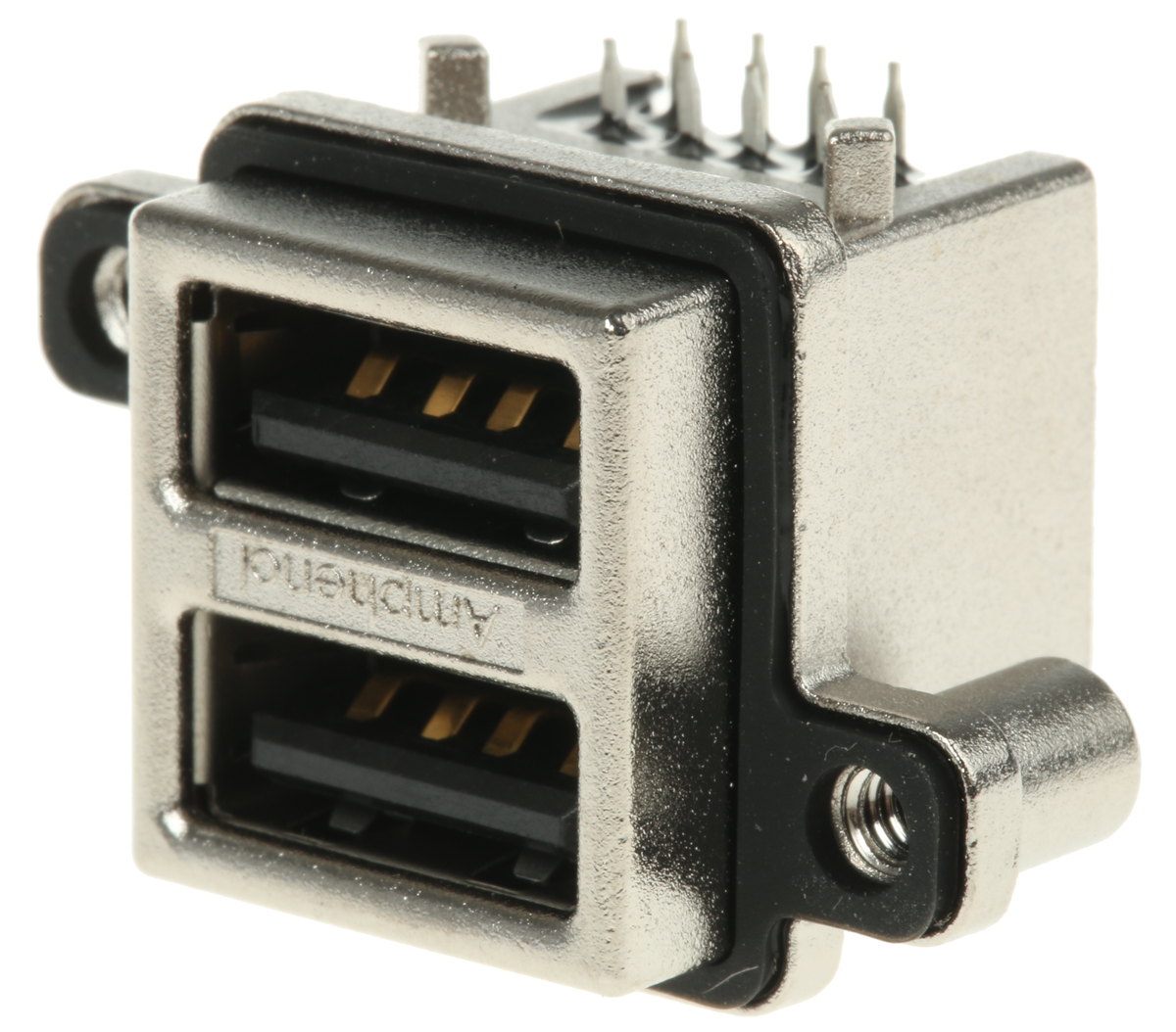 Amphenol Communications Solutions Right Angle, Through Hole Female- 2 Port Type USB Type A IP67 USB Connector USB 2.0