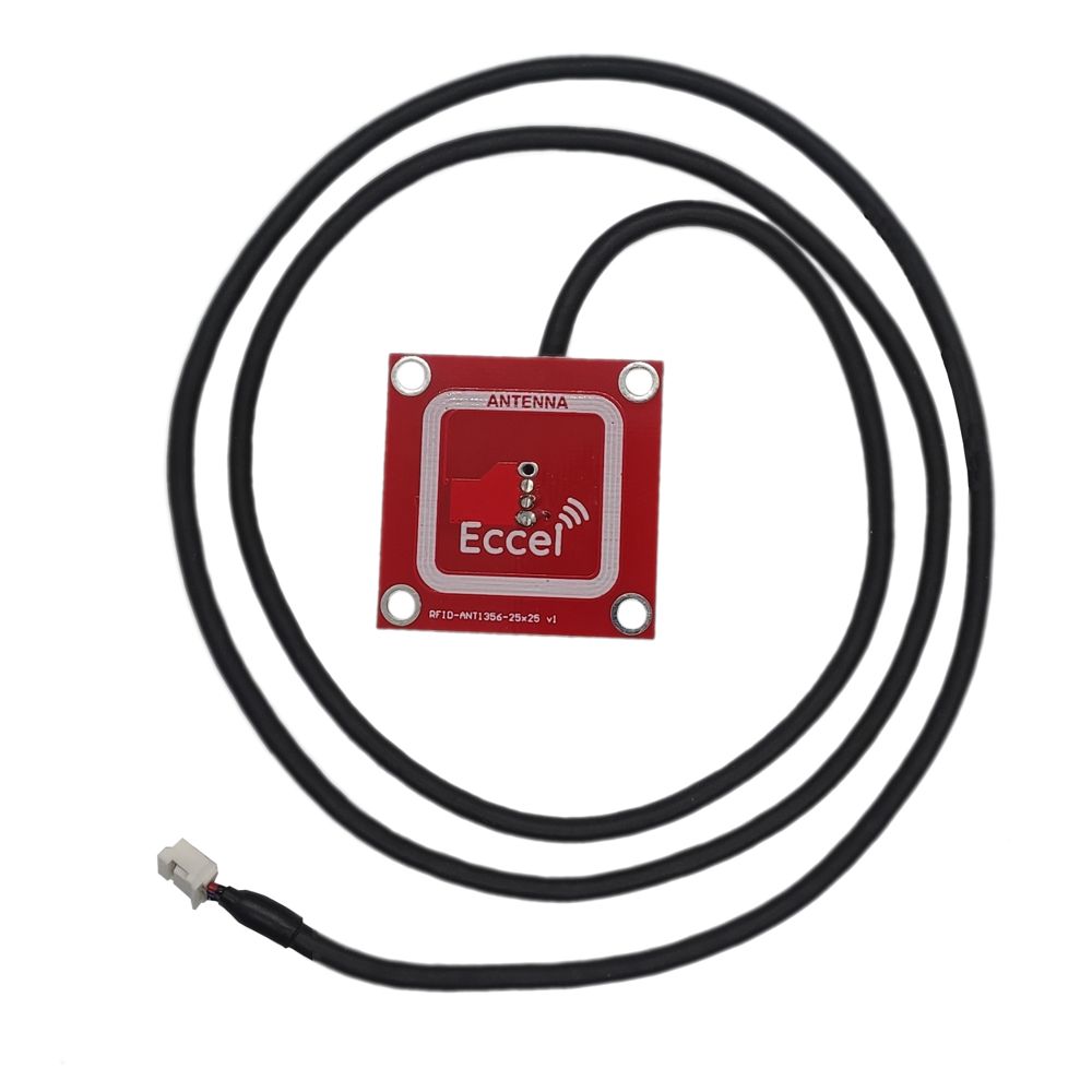 Eccel Technology Ltd Mux ANT 1356-25x25-800 Square RFID Antenna with 3-Way Socket JST B3B-PH-K-S(LF)(SN), 3-pin