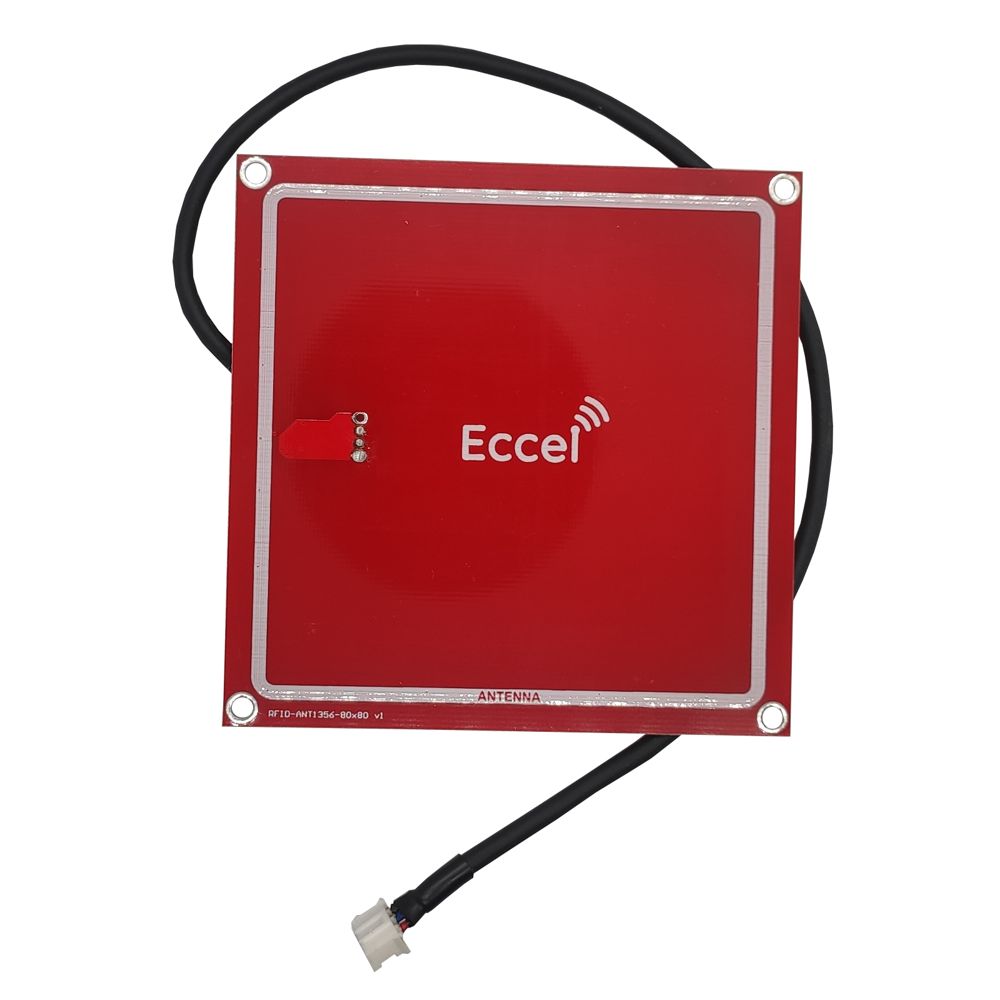 Eccel Technology Ltd Mux ANT 1356-80x80-300 Square RFID Antenna with 3-Way Socket JST B3B-PH-K-S(LF)(SN), 3-pin