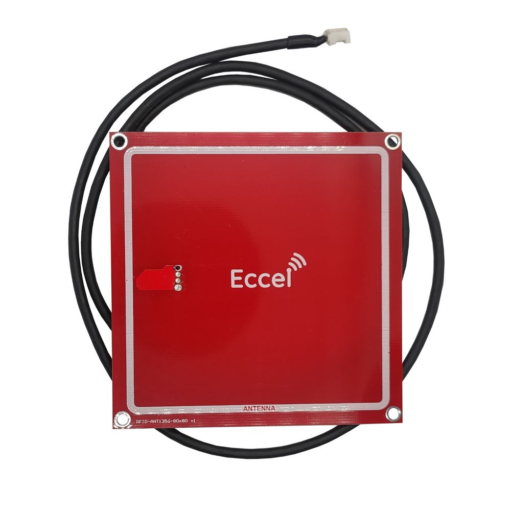 Eccel Technology Ltd Mux ANT 1356-80x80-800 Square RFID Antenna with JST PHR-3 Connector, High Frequency RFID