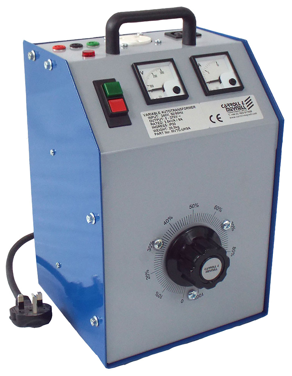 mvtc-uk9a Carroll & Meynell Auto-Transformer, 3 Output, 1 Phase 2430 VA, 240 V