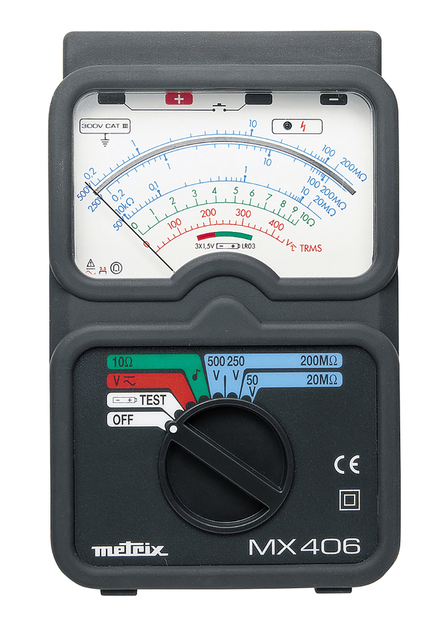 Metrix MX 406B Insulation & Continuity Tester, 50 V Min, 500 V Max, 200 mΩ CAT III