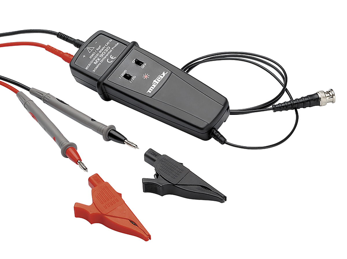 Metrix MX 9030-Z Oscilloscope Probe, Differential Type, 30 MHz, Crocodile Clip, Banana Jack Connector