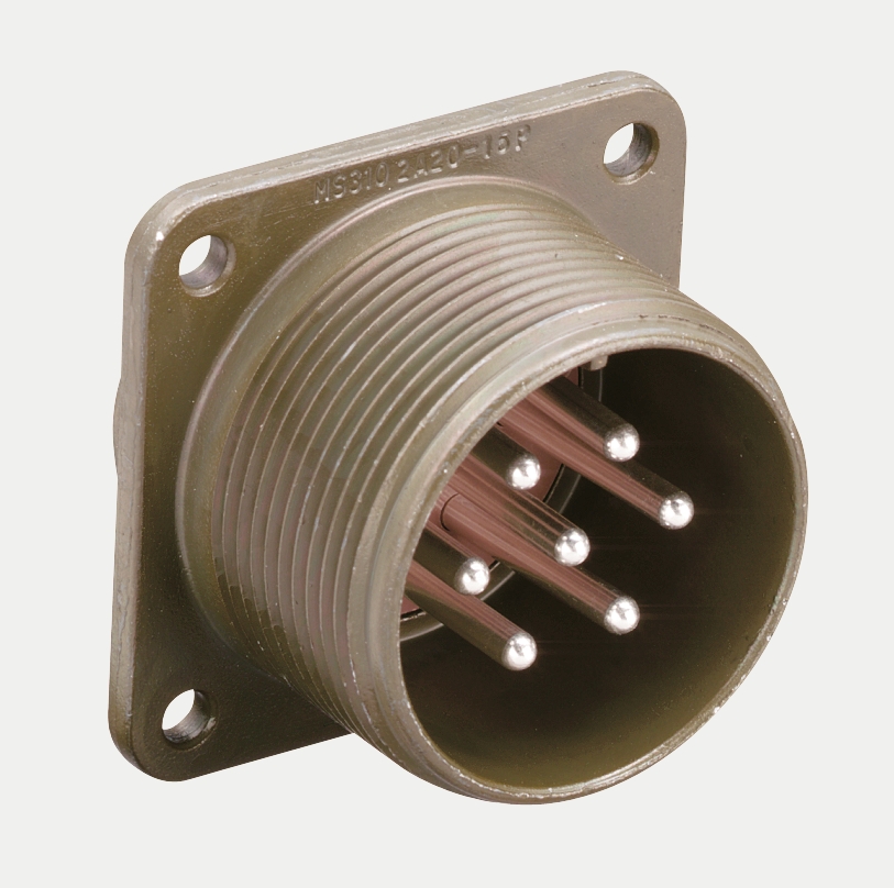 JAE, N/MS, Copper Alloy Straight 4 Way Box Mount MIL Spec Circular Connector Female Black, Male Contacts,Shell Size 18,