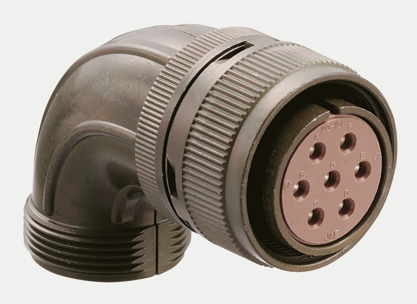 JAE, N/MS, Copper Alloy Right Angle 4 Way Cable MIL Spec Circular Connector Male Black, Female Contacts,Shell Size 18,