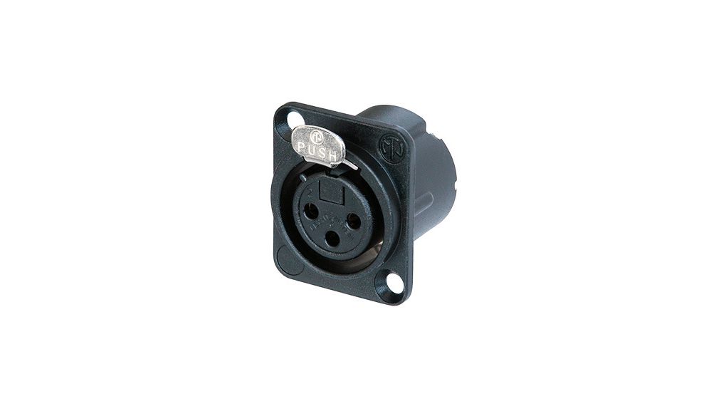 Neutrik Panel XLR Connector, Straight, 50V Female, 3 Way, Gold over Nickel Plating