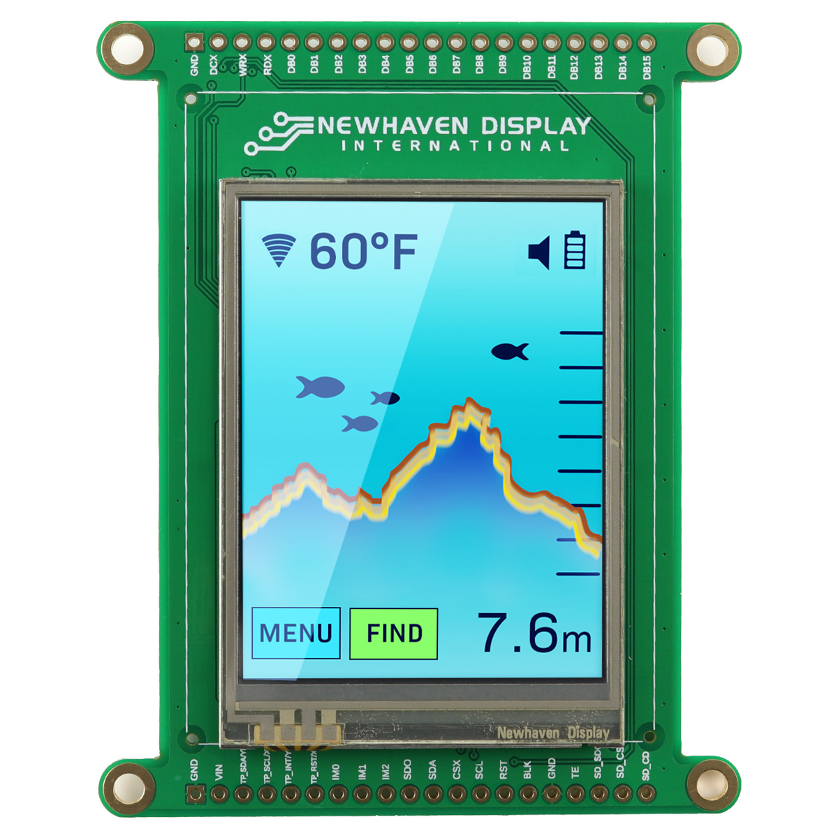 NEWHAVEN DISPLAY INTERNATIONAL NHD-2.4R-CSXP-BREAKOUT TFT LCD Display Touch Screen, 2.4 in, 240 x 320 pixel