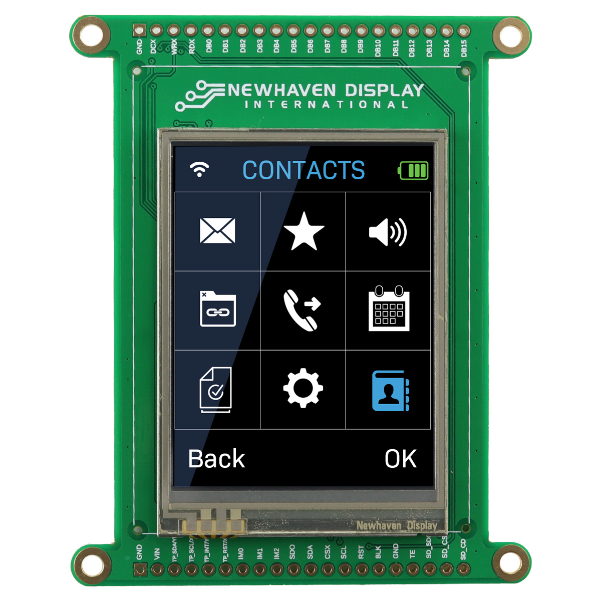 NEWHAVEN DISPLAY INTERNATIONAL NHD-2.4R-CTXP-BREAKOUT TFT LCD Display Touch Screen, 2.4 in, 240 x 320 pixel