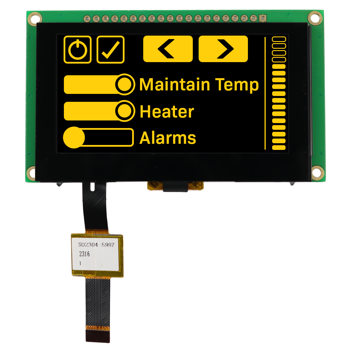 NEWHAVEN DISPLAY INTERNATIONAL 2.7 in Graphic Oled matrix Yellow OLED Display 128 x 64 pixel PCB I2C, Parallel, SPI