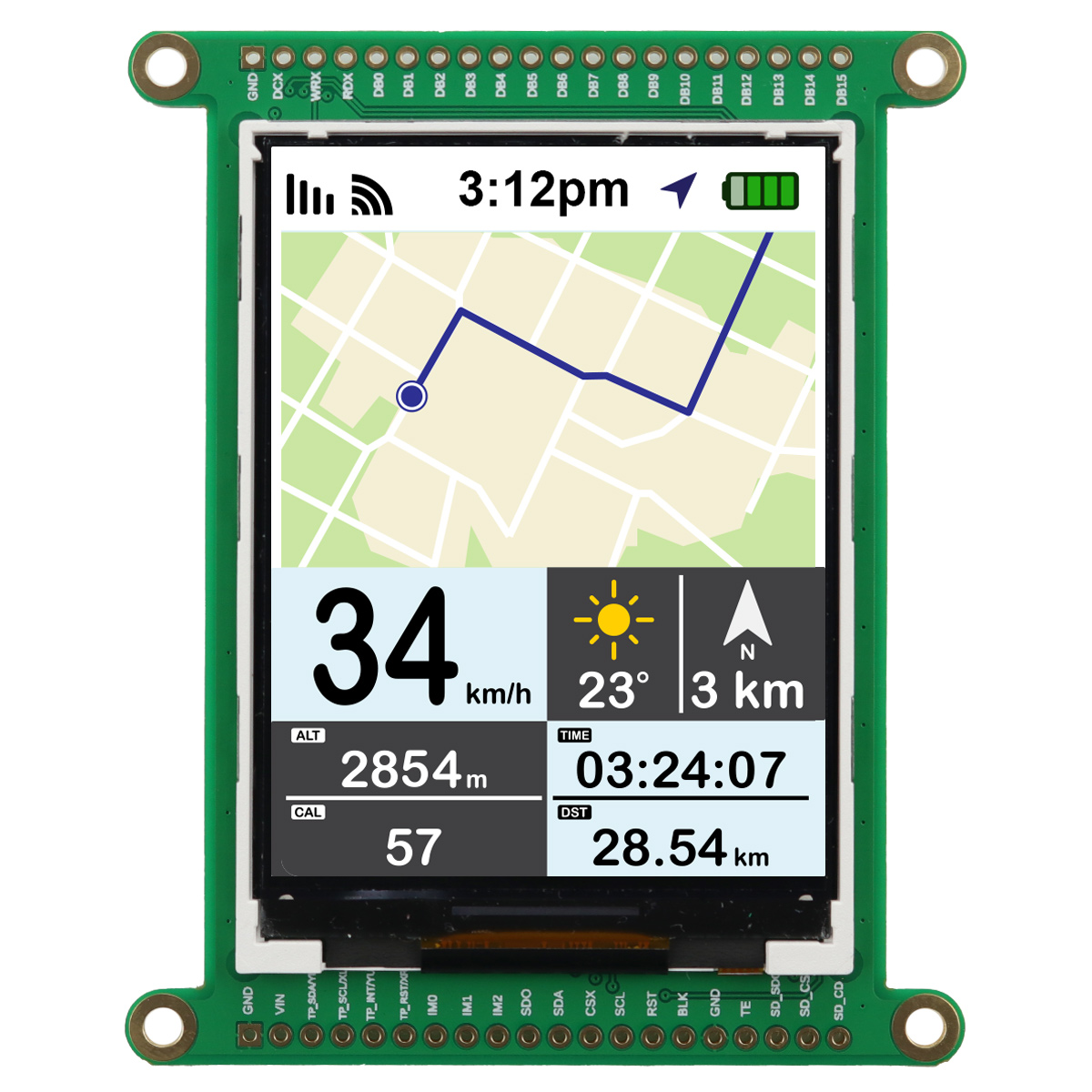 NEWHAVEN DISPLAY INTERNATIONAL NHD-2.8-CSXP-BREAKOUT TFT LCD Display, 2.8 in, 240 x 320 pixel