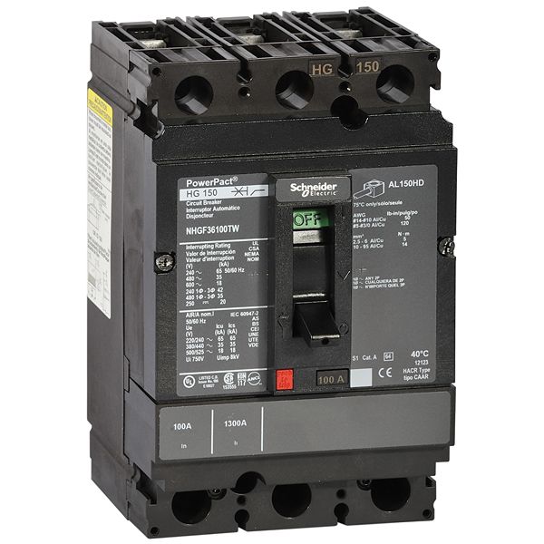 Schneider Electric, PowerPact, PowerPact Molded Case Circuit Breaker 3-Pole 20A, Breaking Capacity 18 kA, DIN Rail
