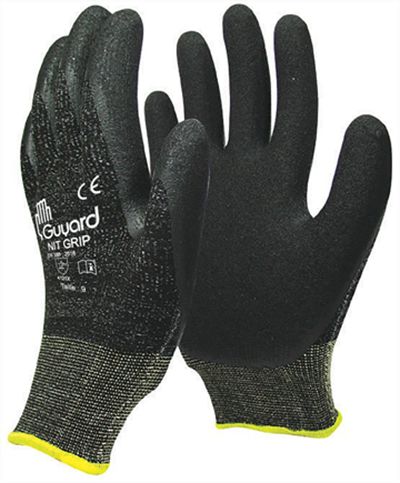 GUYARD NIT GRIP Grey Polyamide, Spandex Work Gloves, Size 10, Nitrile Coating