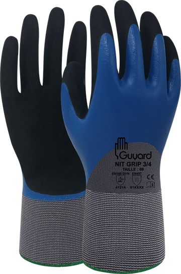 GUYARD NIT GRIP 3/4 Grey Polyamide, Spandex Work Gloves, Size 10, Nitrile Coating