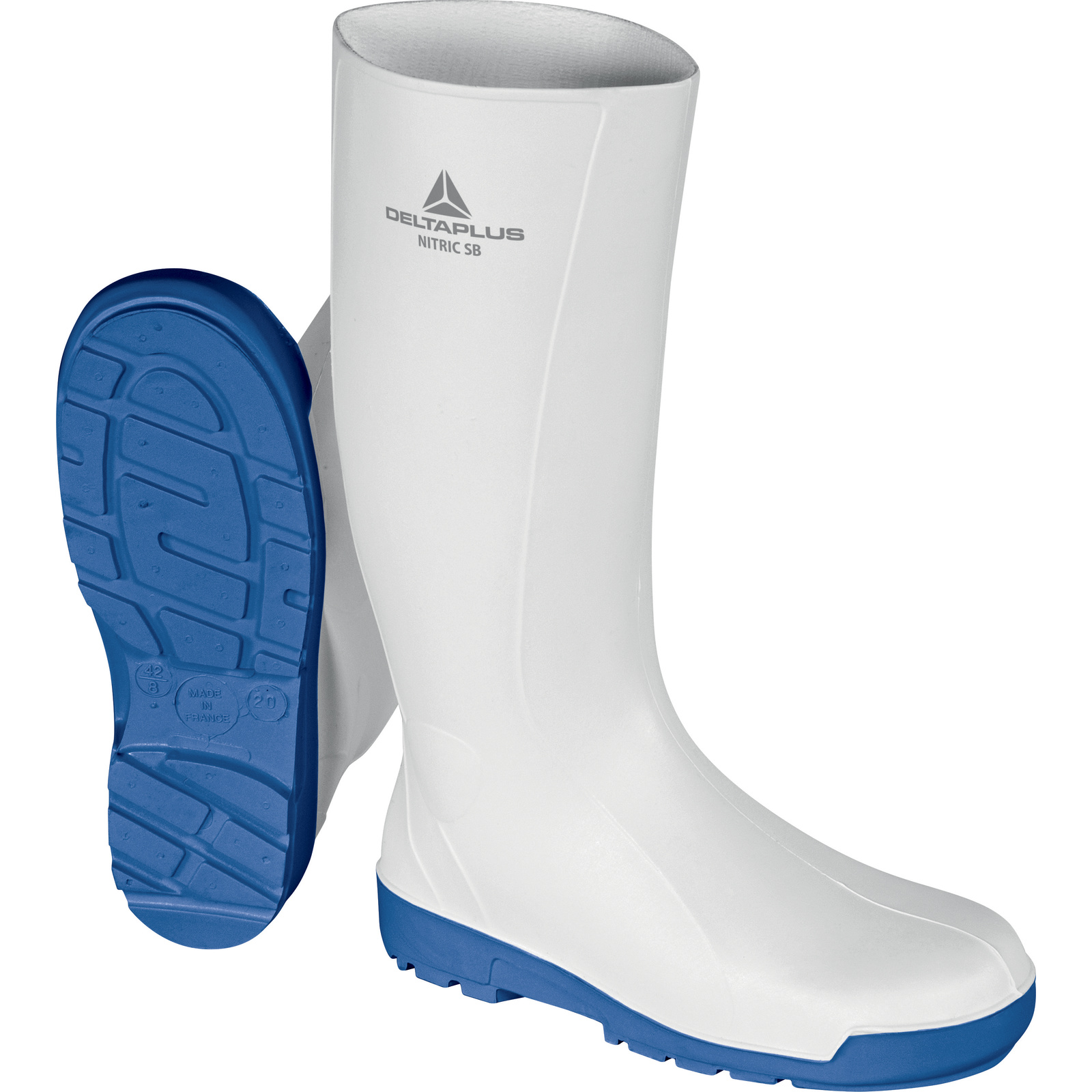 Delta Plus NITRIC SBFO SRC White, Blue Stainless Steel Toe Capped Unisex Safety Boots 12, EU 47 CE
