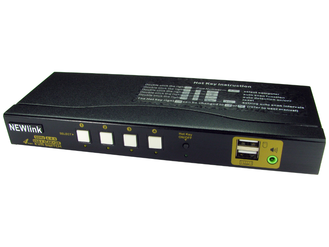 NewLink 4 Port 1 Displays USB HDMI KVM Switch 4K (HDTV) Maximum Resolution