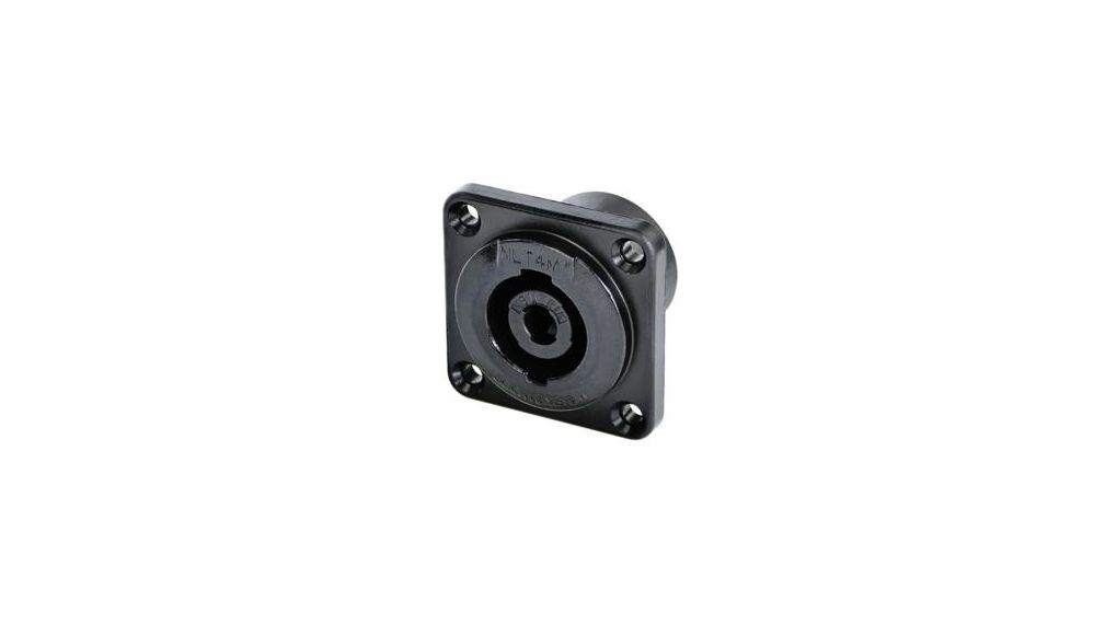 Neutrik NLT4MPXX-BAG Straight Panel Loudspeaker Connector, 4 Way Male Black, 30A, Tab