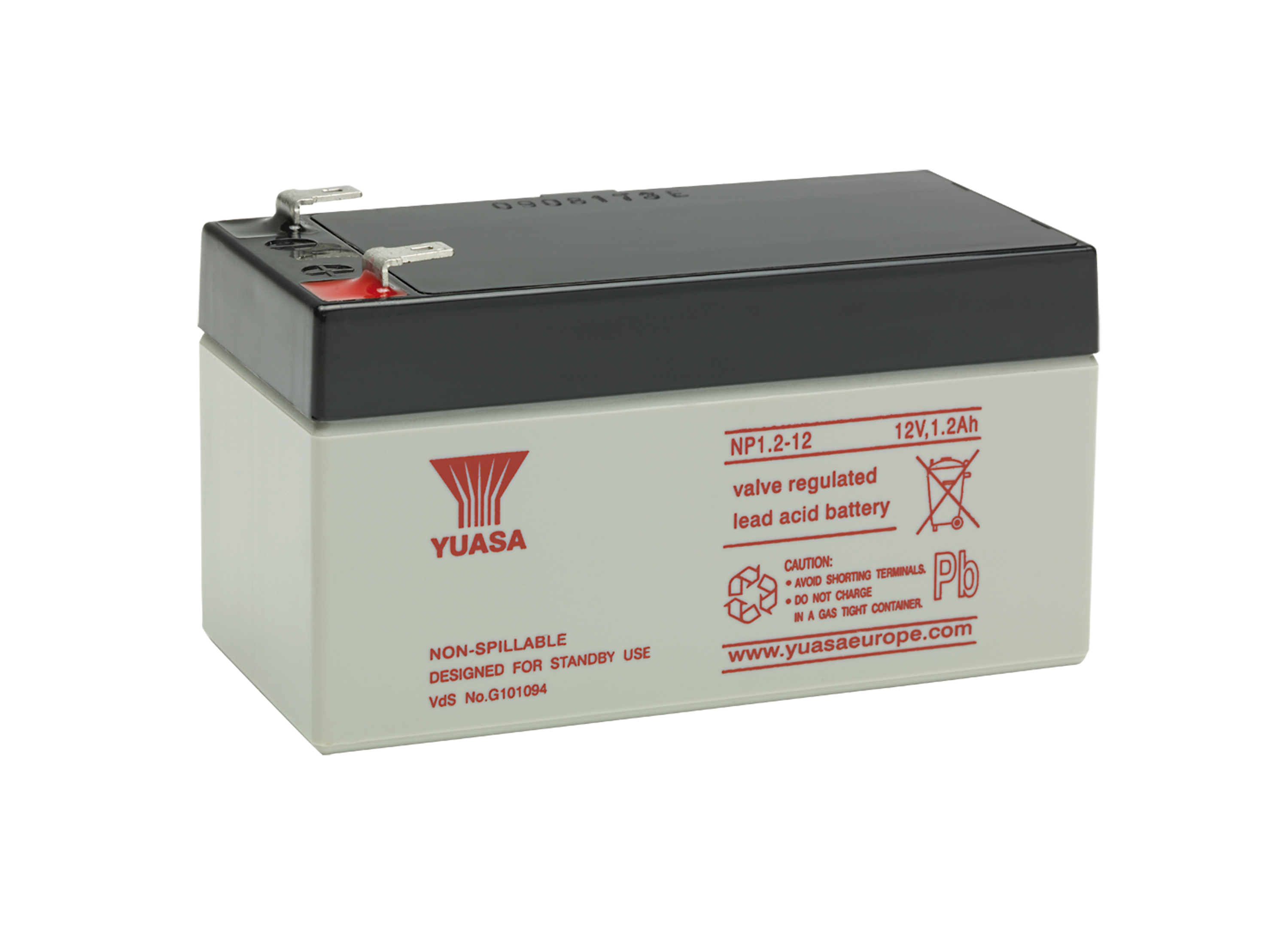 Yuasa 12 V, Faston F1 Sealed Lead Acid Battery, 1.2 Ah, 48mm x 54.5 mm