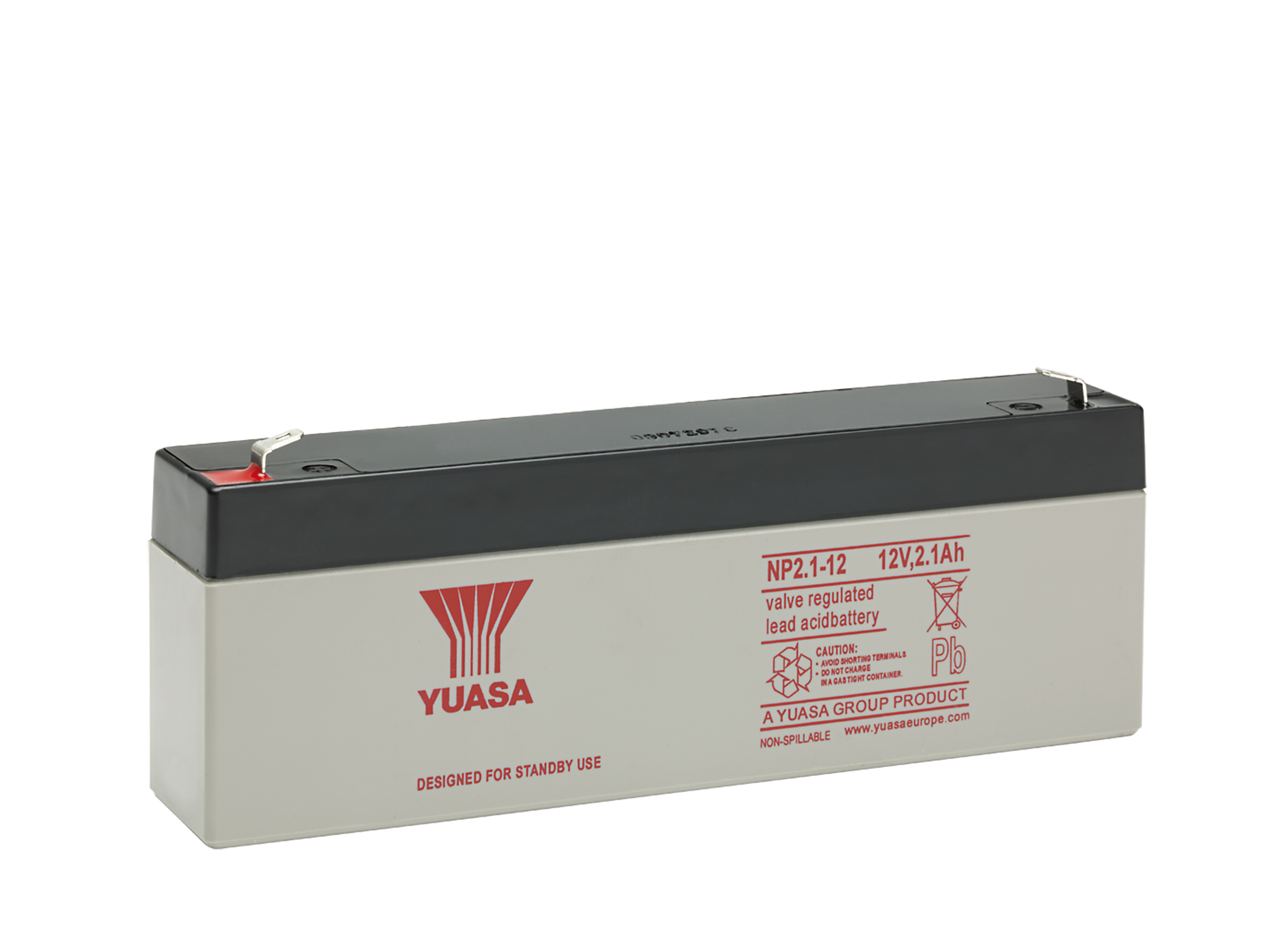 Yuasa 12 V, Faston F1 Sealed Lead Acid Battery, 2.1 Ah, 48mm x 54.5 mm
