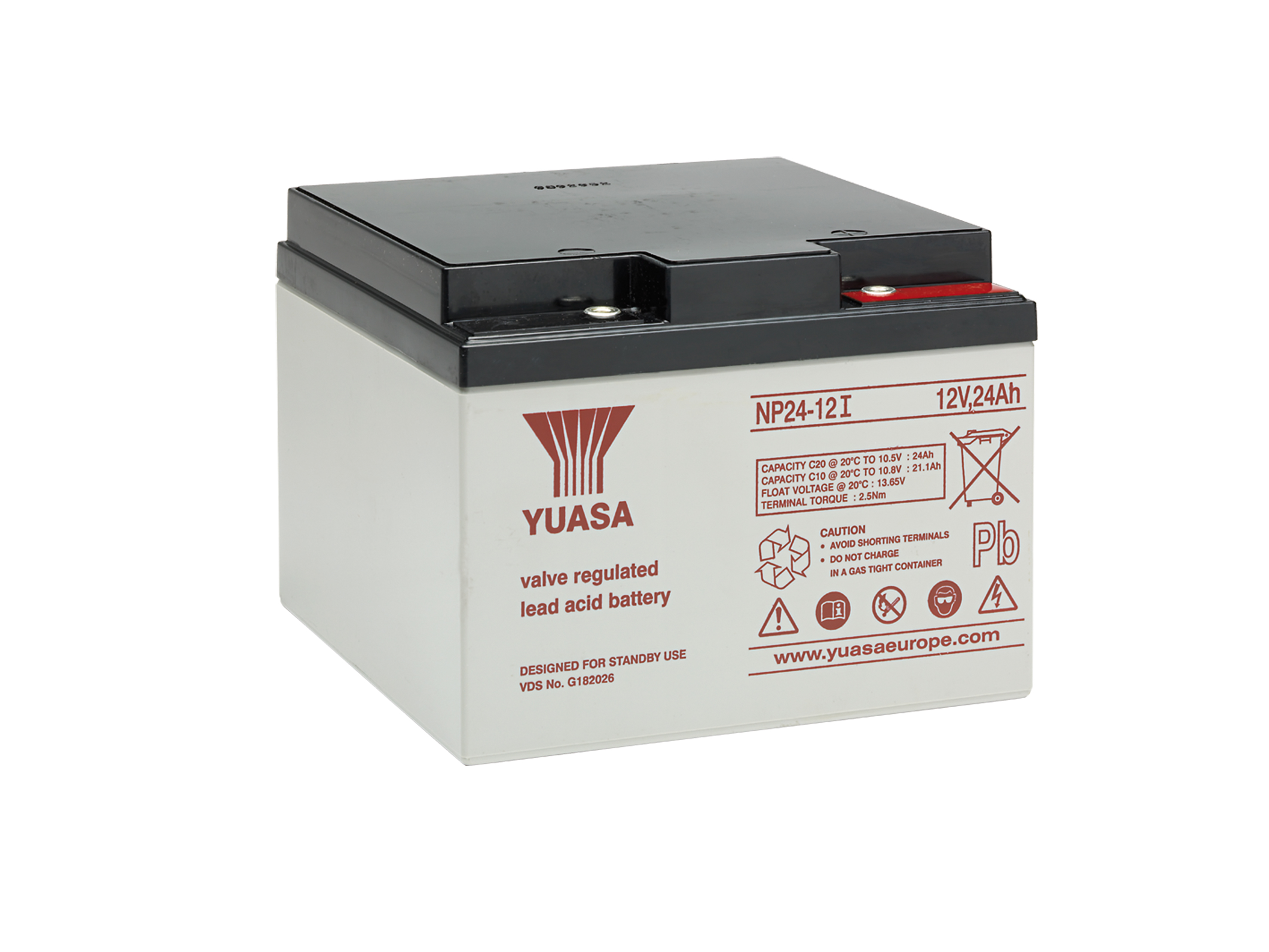 Yuasa 12 V Sealed Lead Acid Battery, 24 Ah, 175mm x 125 mm