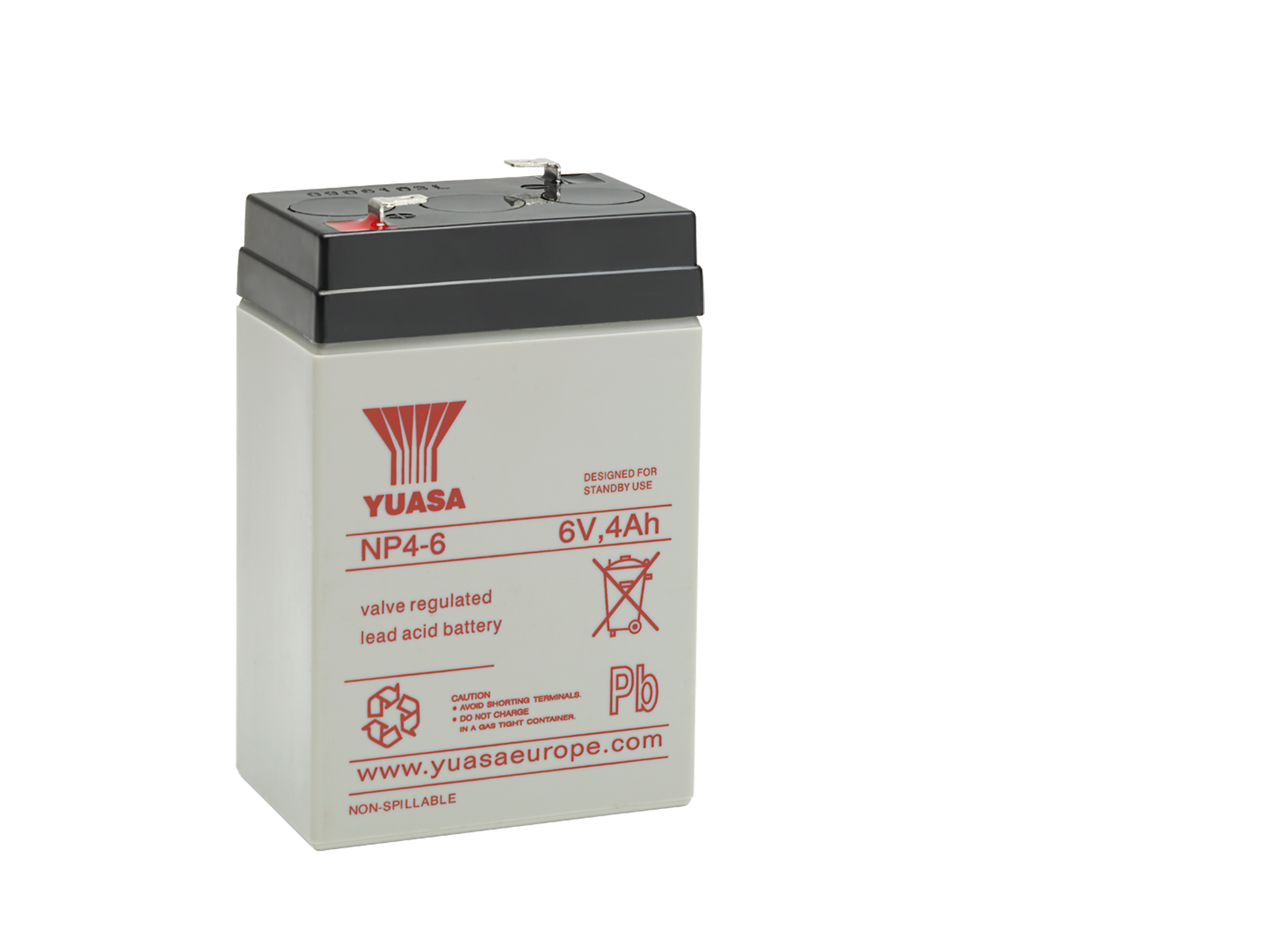 Yuasa 6 V, Faston F1 Sealed Lead Acid Battery, 4 Ah, 47mm x 105.5 mm