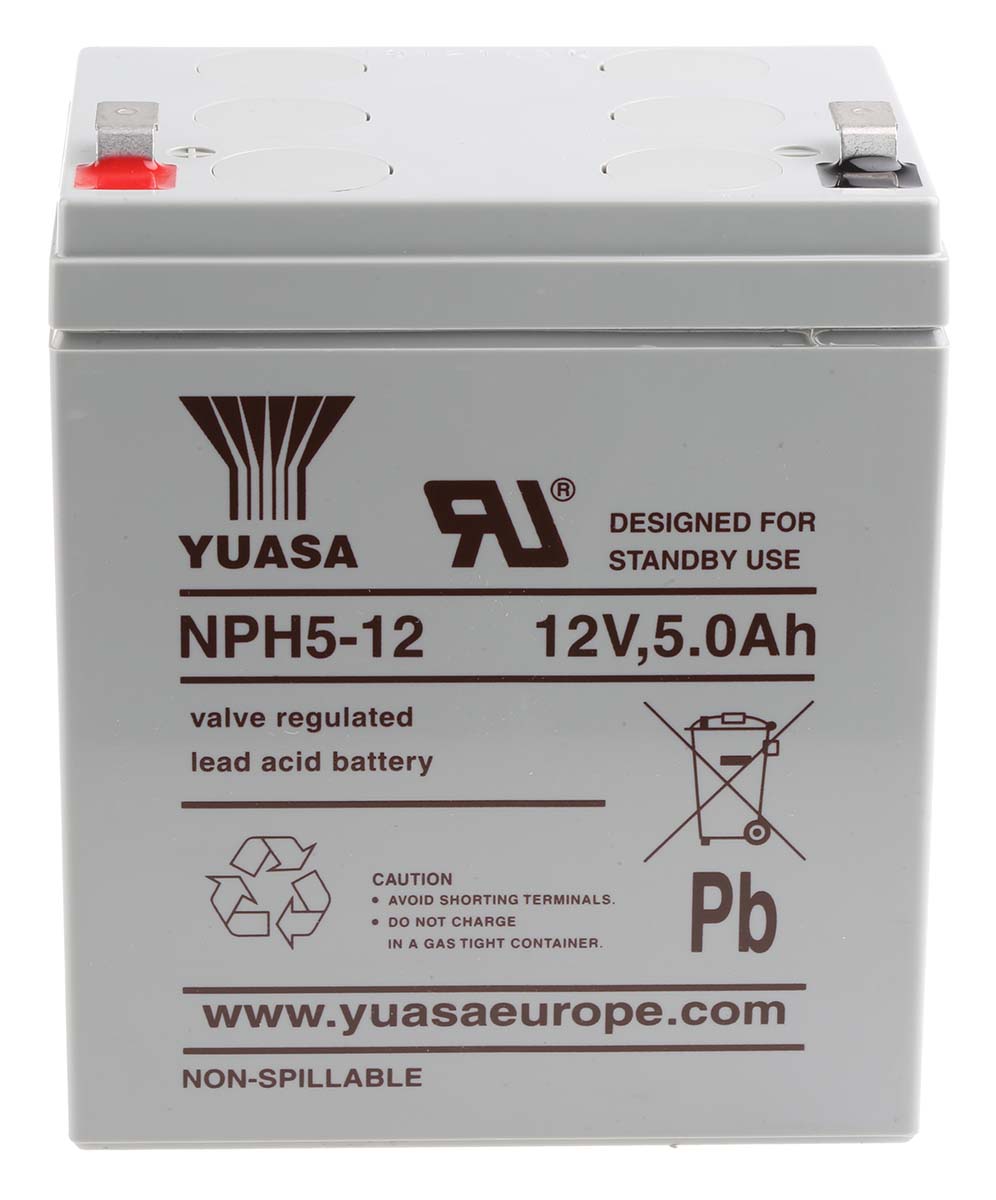 Yuasa 12 V, Faston F2 Sealed Lead Acid Battery, 5.1 Ah, 70mm x 106 mm