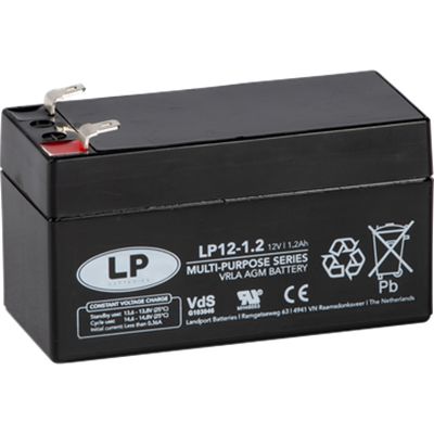 Landport Batteries 12 V, T1 Lead Acid Battery, 1.2 Ah, 43mm x 58 mm x 52 mm