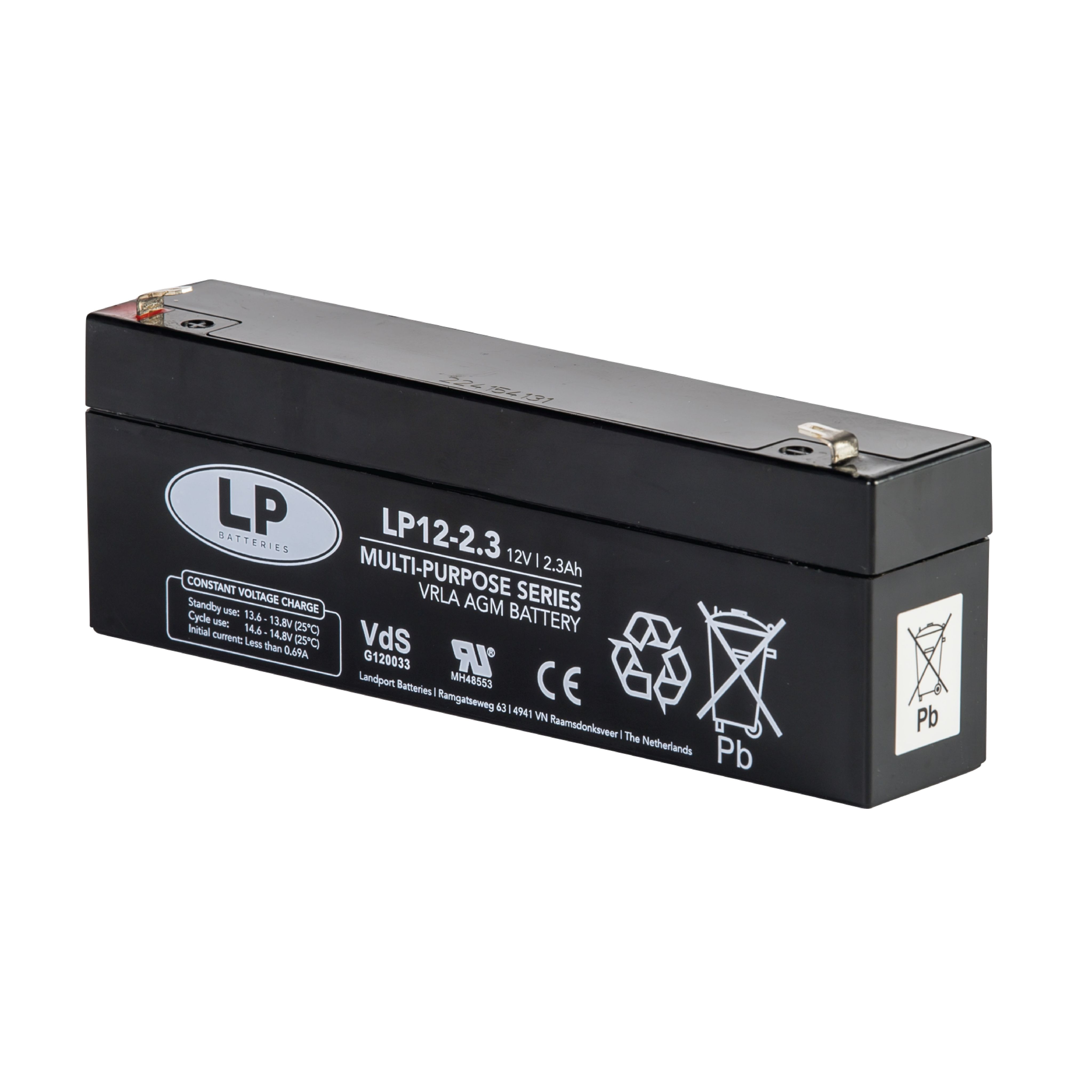 Landport Batteries 12 V, T1 Lead Acid Battery, 2.3 Ah, 35mm x 66 mm x 178 mm