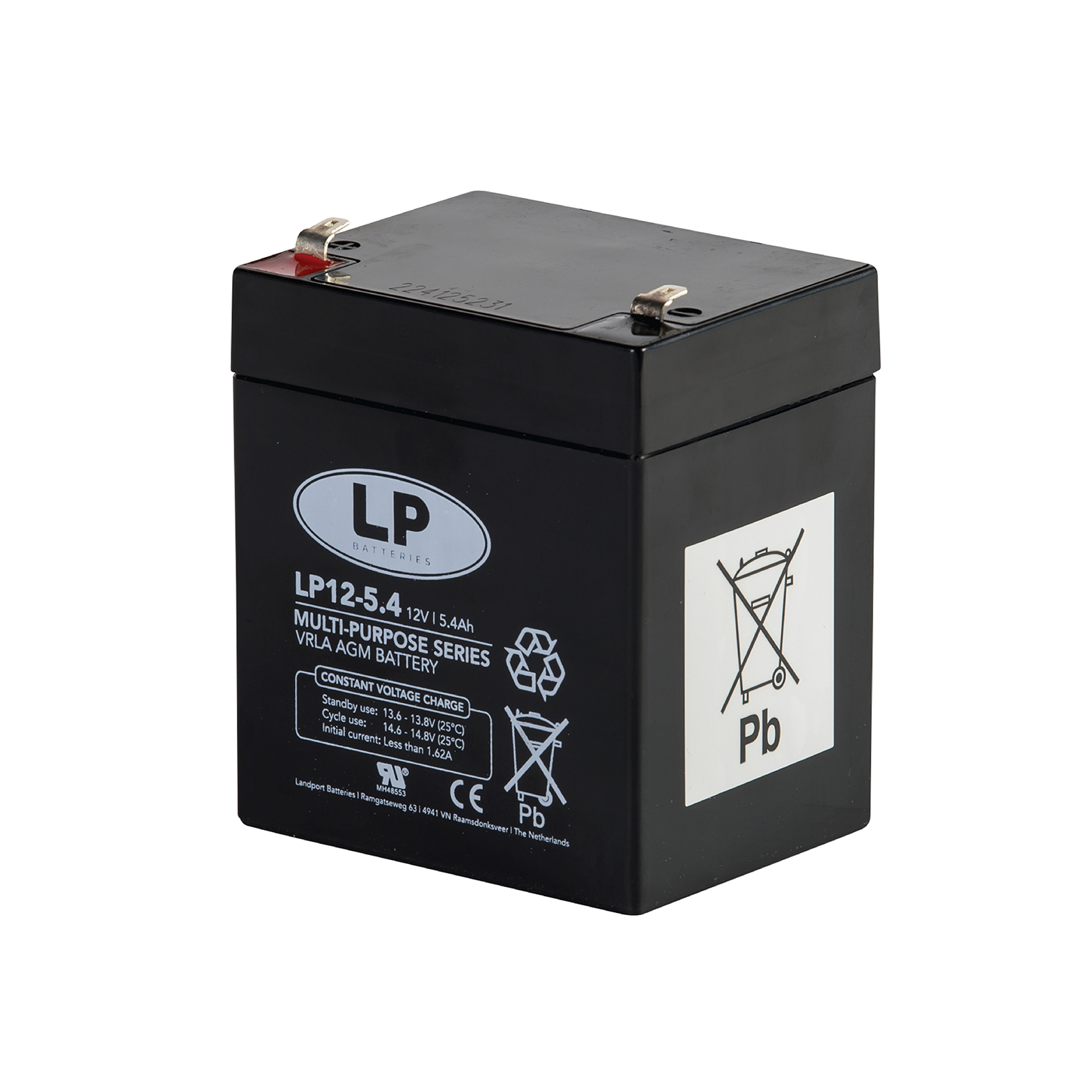 Landport Batteries 12 V, T1 Lead Acid Battery, 5.4 Ah, 70mm x 107 mm x 90 mm