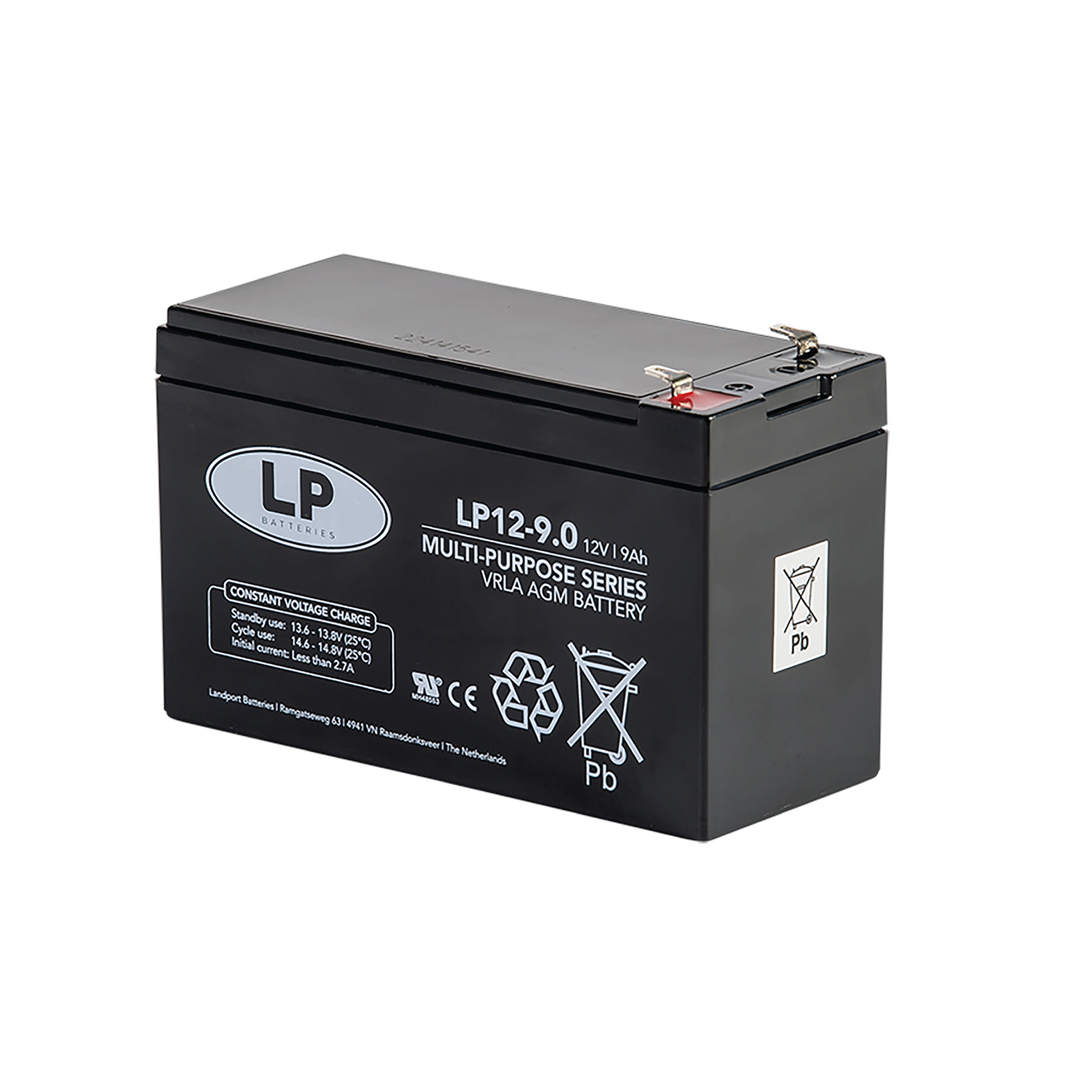 Landport Batteries 12 V, T1 Lead Acid Battery, 9 Ah, 65mm x 99 mm x 151 mm