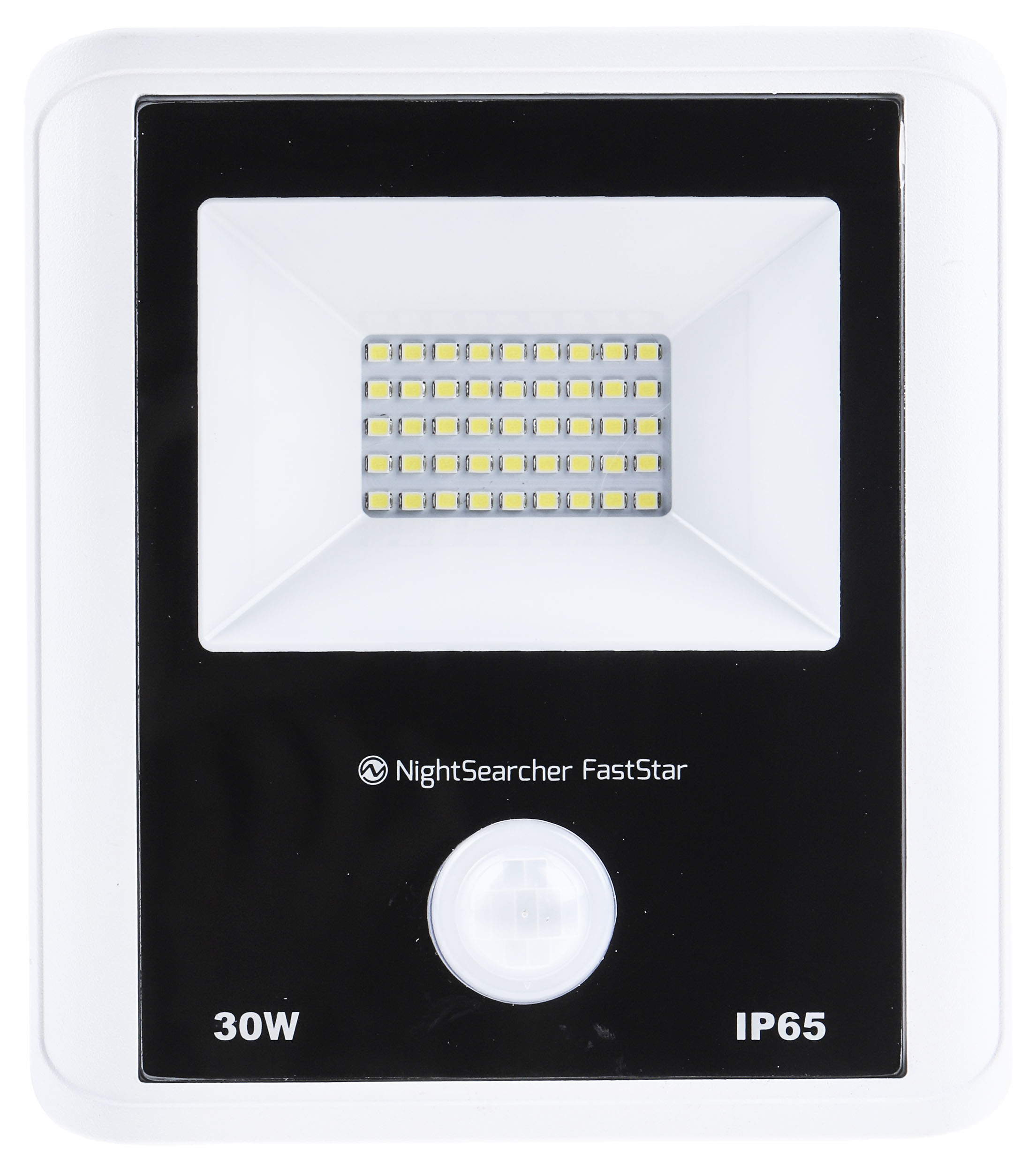 nsfaststar30pir Nightsearcher Fast Star Range PIR Included Floodlight, 1 LED, 30 W Cool White, 2400 lm, IP65, 240V ac