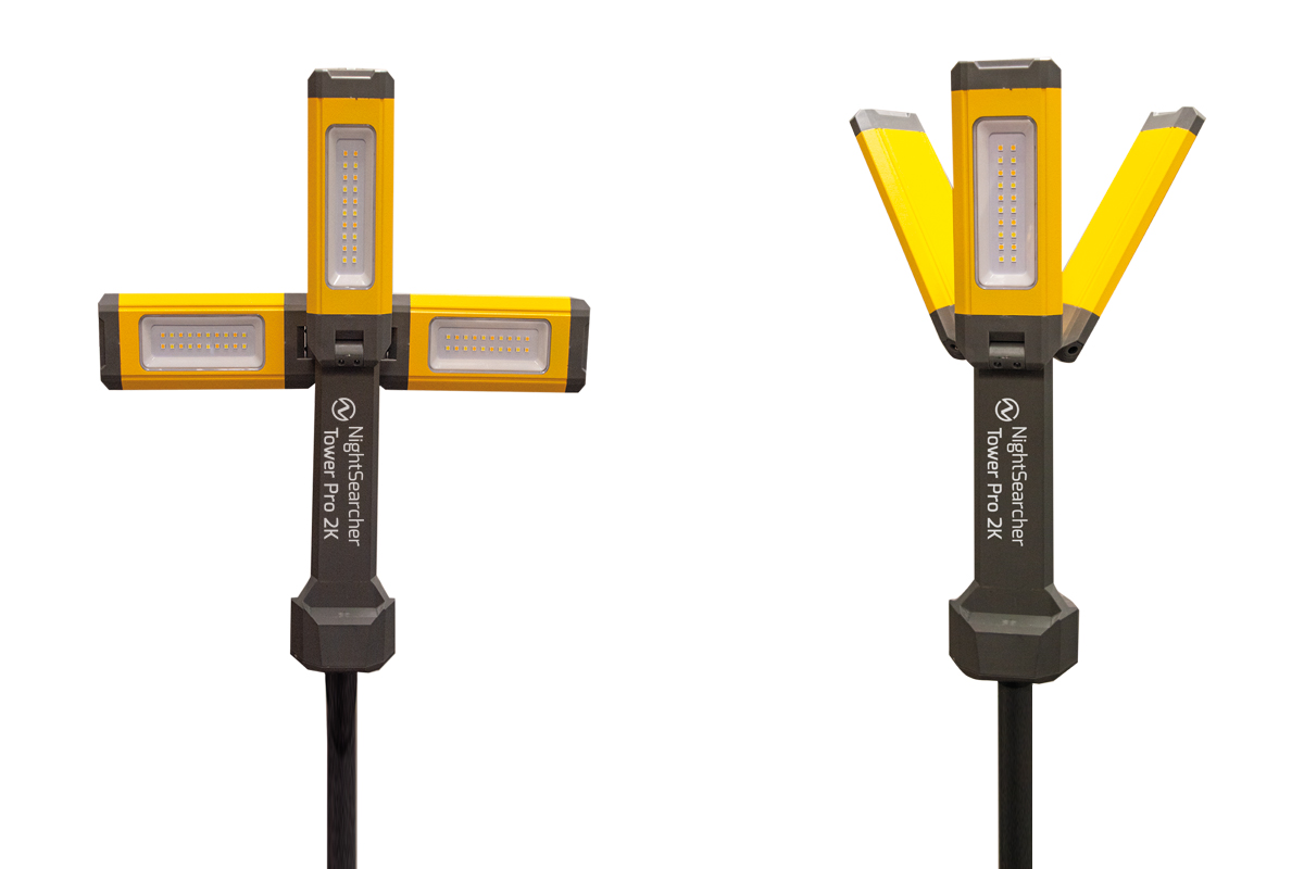 nstowerpro-2k Nightsearcher Rechargeable LED Floodlight Work Light, 2000 lm, Type G Plug, 7.4V, IPX4