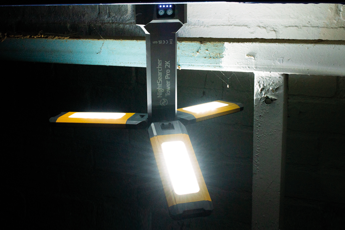 nstowerpro-2k Nightsearcher Rechargeable LED Floodlight Work Light, 2000 lm, Type G Plug, 7.4V, IPX4