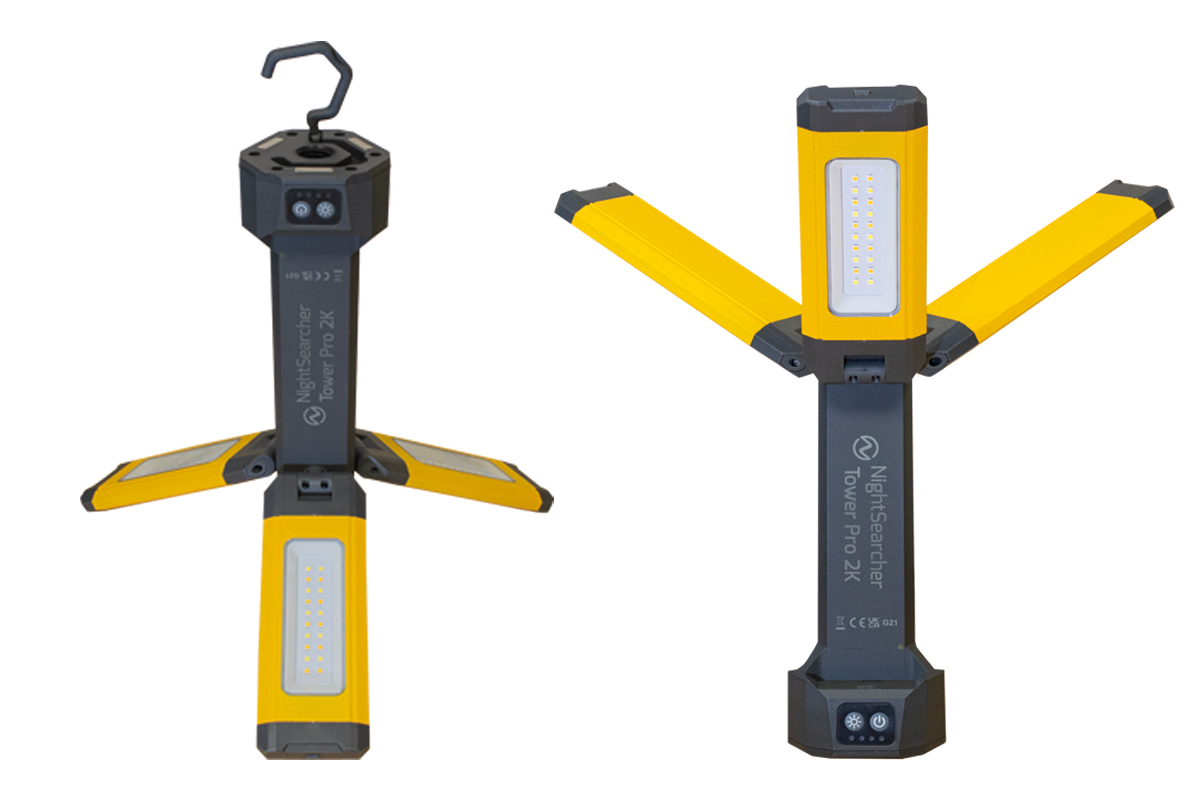 nstowerpro-2k Nightsearcher Rechargeable LED Floodlight Work Light, 2000 lm, Type G Plug, 7.4V, IPX4