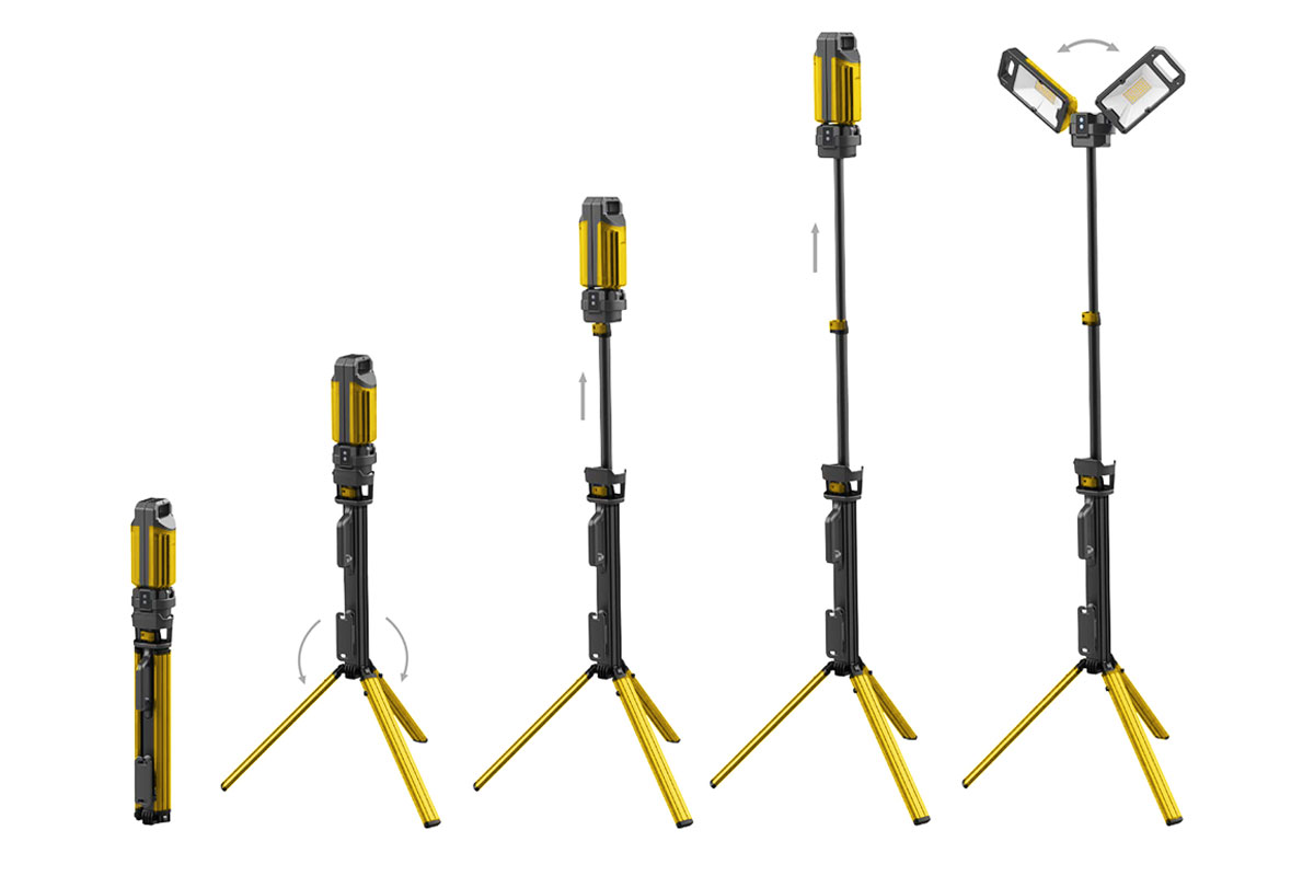 Nightsearcher Rechargeable LED Floodlight Work Light, 5000 lm, 7.4V, IPX4