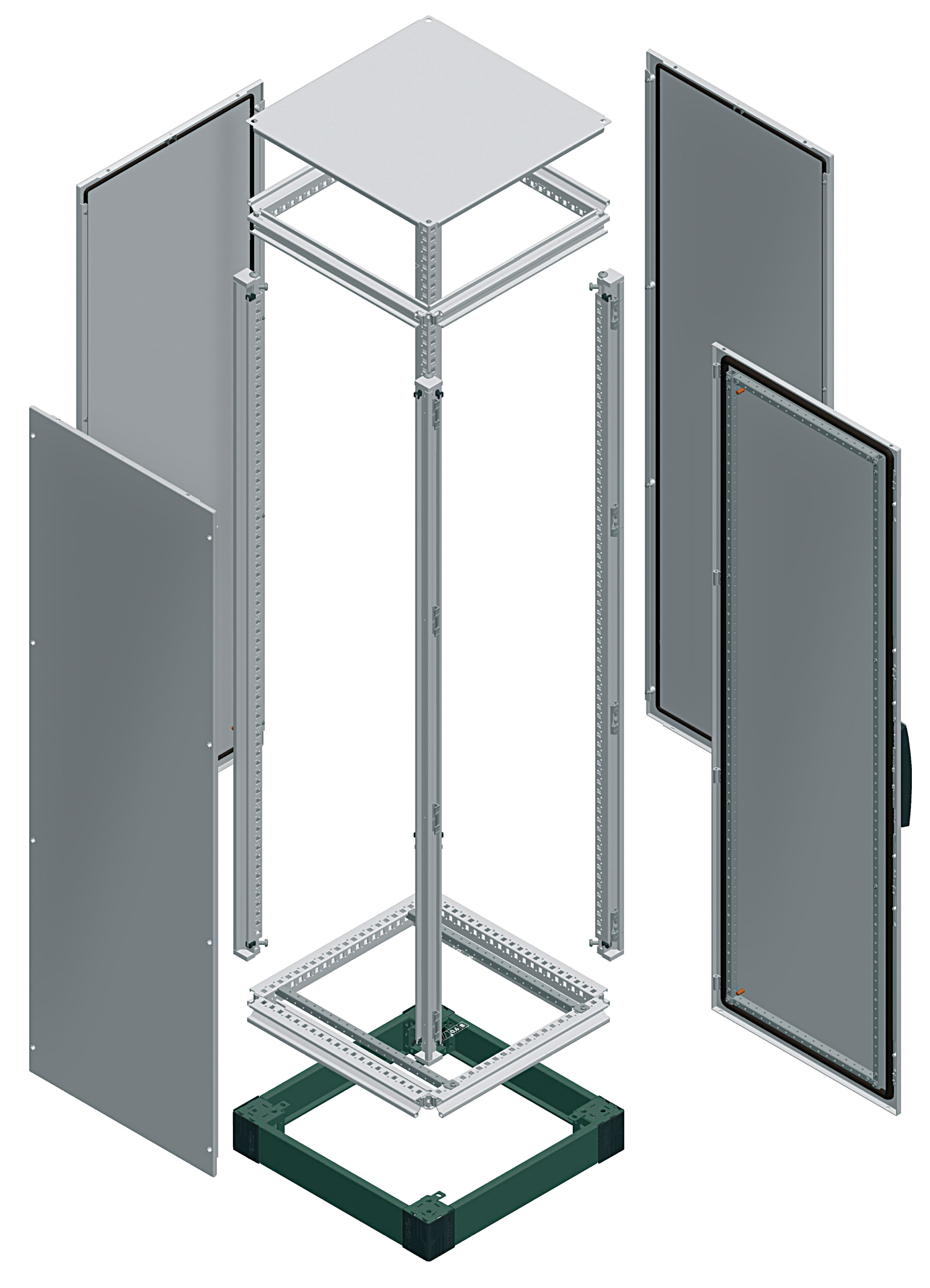 Schneider Electric NSYS Series RAL 7035 Steel Enclosure Frame, 1800 mm H, 1m W, 1800 mm L For Use With Rear Panel