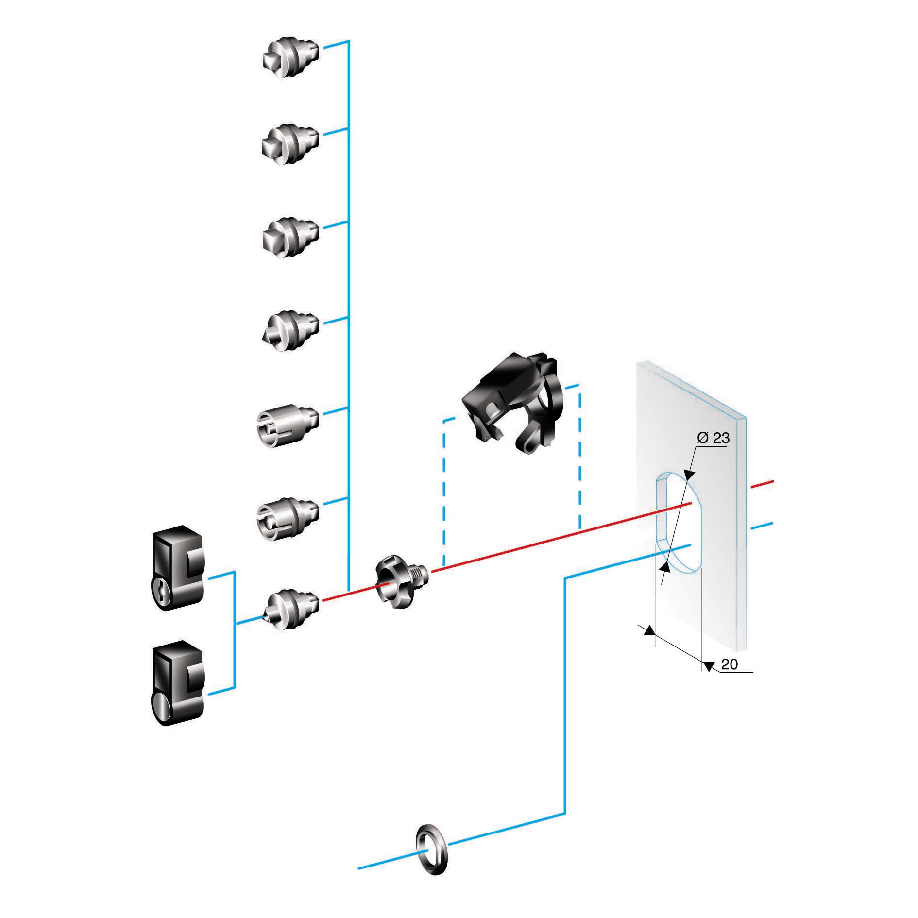 Schneider Electric PanelSeT Series 5 mm Double Bar Lock For Use With Large Escucheon