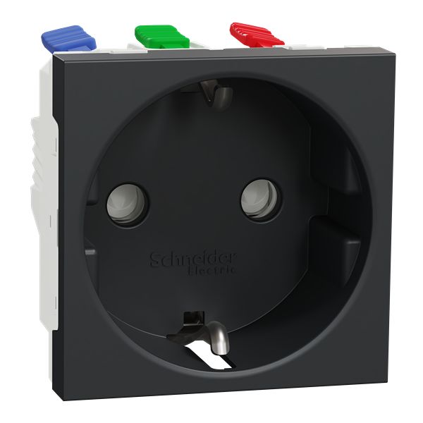 Schneider Electric New Unica Black, White Plug Socket, 16A, Schuko