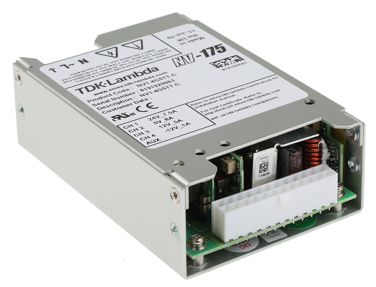 TDK-Lambda Switching Power Supply, NV1-4G5TT-C 4 Output 24V dc, 8A, 180 W, Input 90V ac to  264V ac