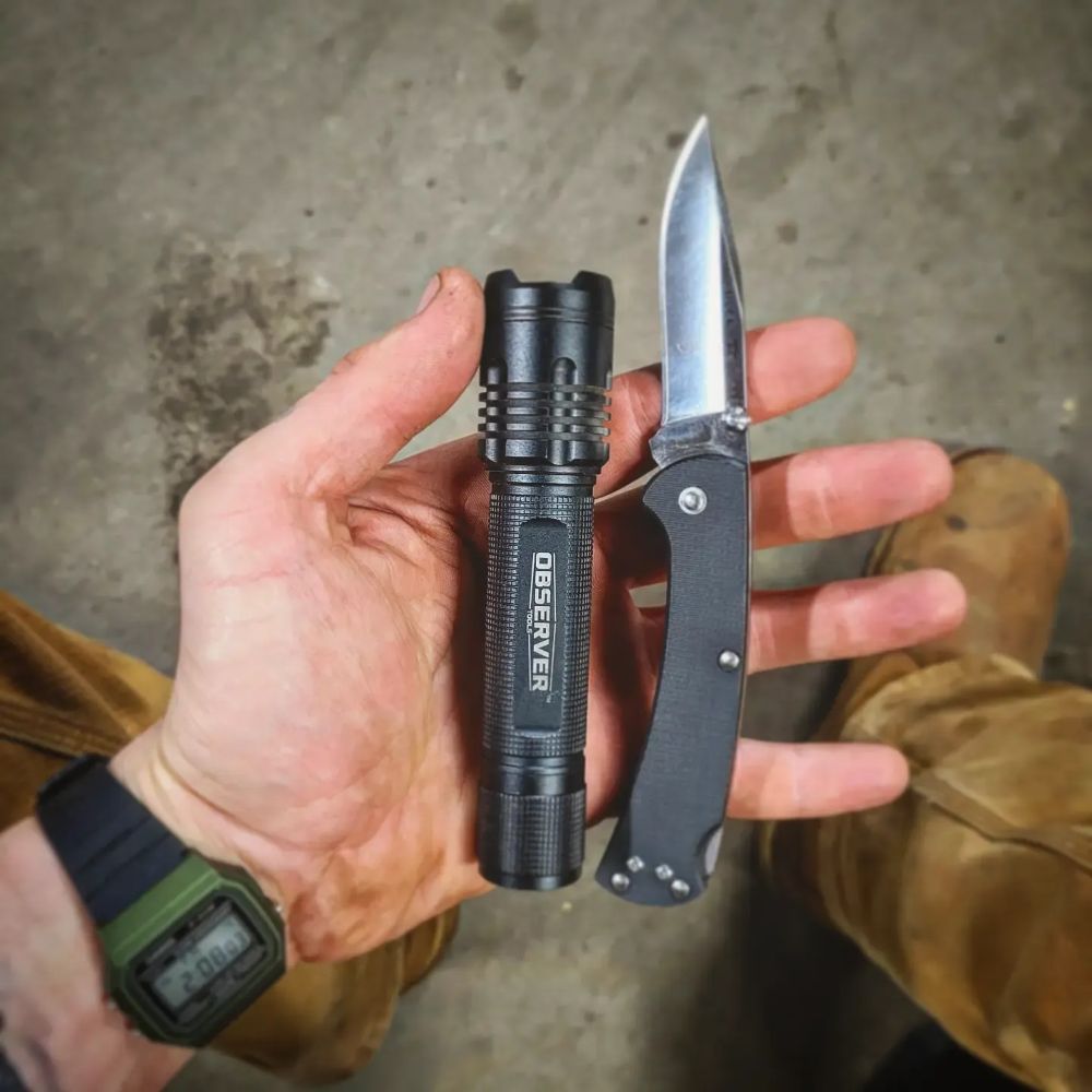 obs-fl2 Observer Tools LED Pocket LED Torch Black Rechargeable
