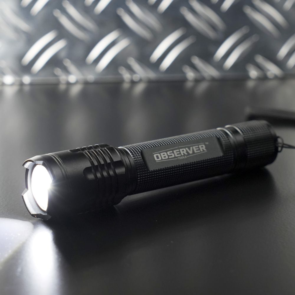 obs-fl2 Observer Tools LED Pocket LED Torch Black Rechargeable