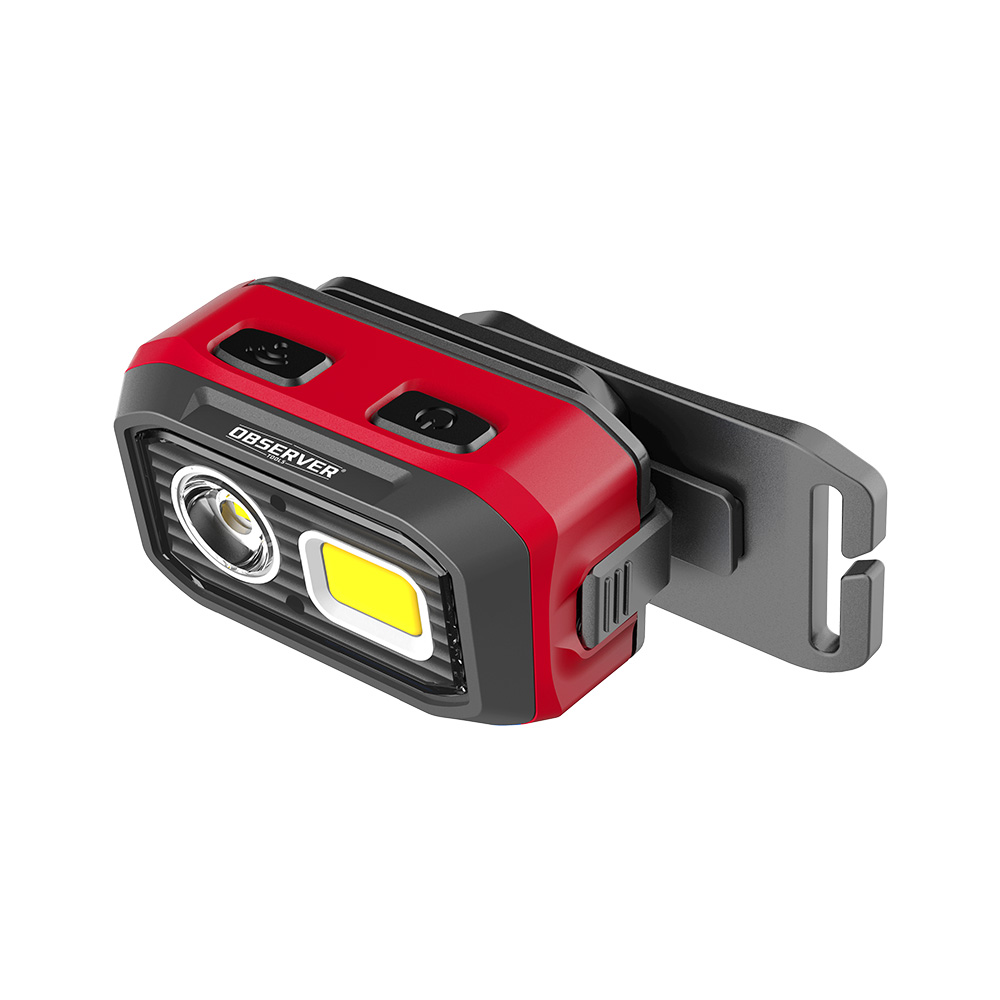 obs-hl1 Observer Tools LED Head Torch Grey, Red Rechargeable 500 lm, 68 mm