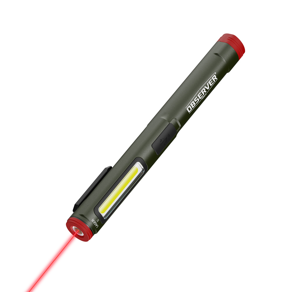 Observer Tools LED Pen Torch Red, Grey Rechargeable 400 lm, 175 mm