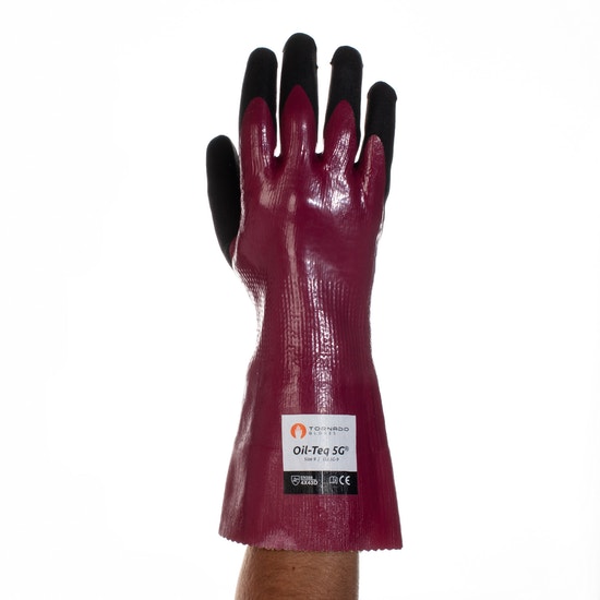 Tornado Oil-Teq 5G Black 13 Gauge Mixed Cut Fibre Work Gloves, Size 10, Polymer Coating