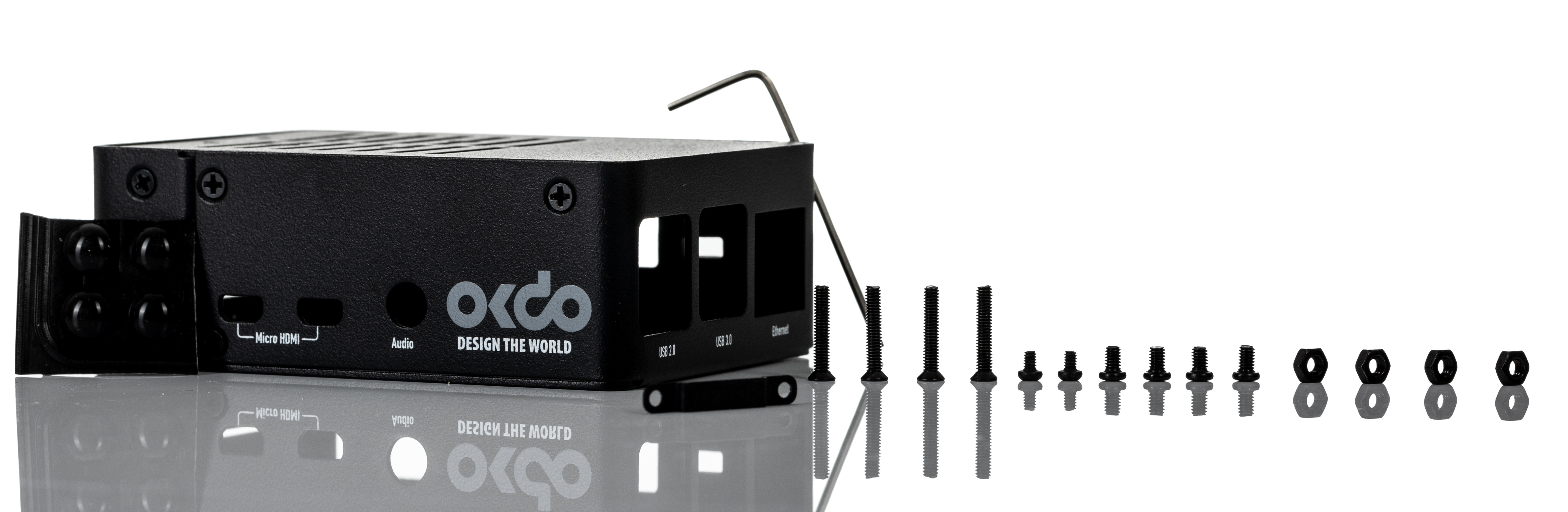 Okdo ROCK SBC Case for use with ROCK 4C+ Single Board Computer, Black