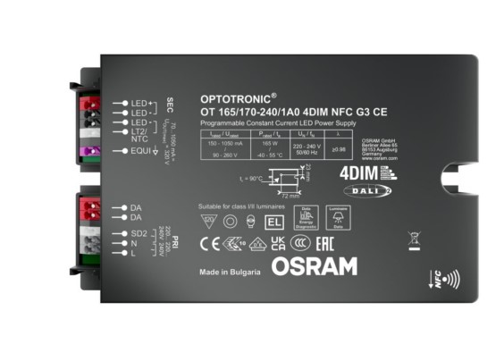 Osram, 260V, 90 V Output, 165 W Output, 1050mA, 150 mA 4DIM/AstroDIM/DALI/MainsDIM/StepDIM